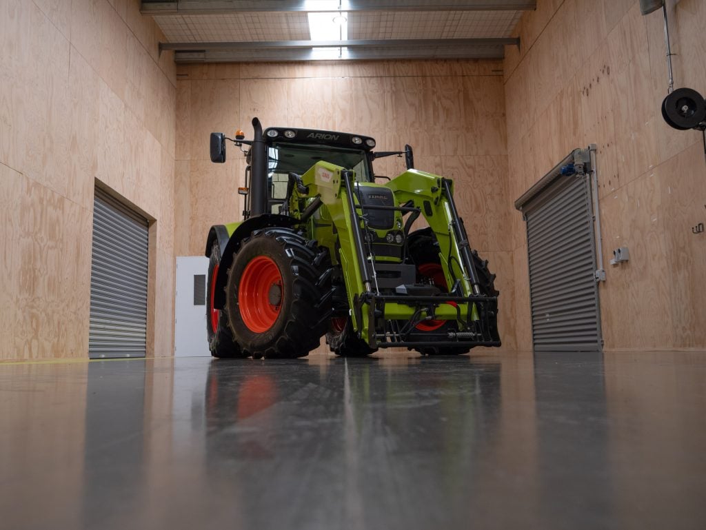 image of the arion evo tractor in a workshop